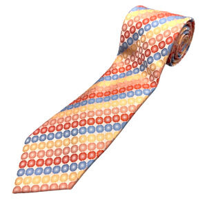 Geoffrey‎ Beene Vintage Dress Tie Bold Multi Geometric Circle Pattern 59" 3"